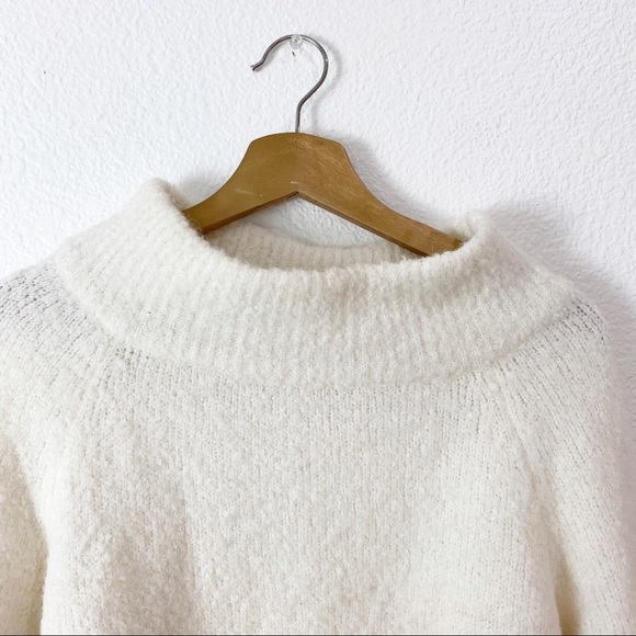 Anthropologie Moth- Cream Wool Blend Mock Neck Pullover- Size M - Picture 4 of 6